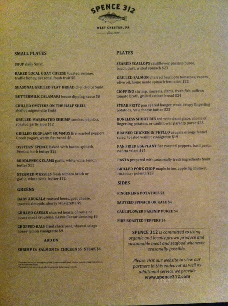 Spence Cafe - West Chester, PA menu_pic