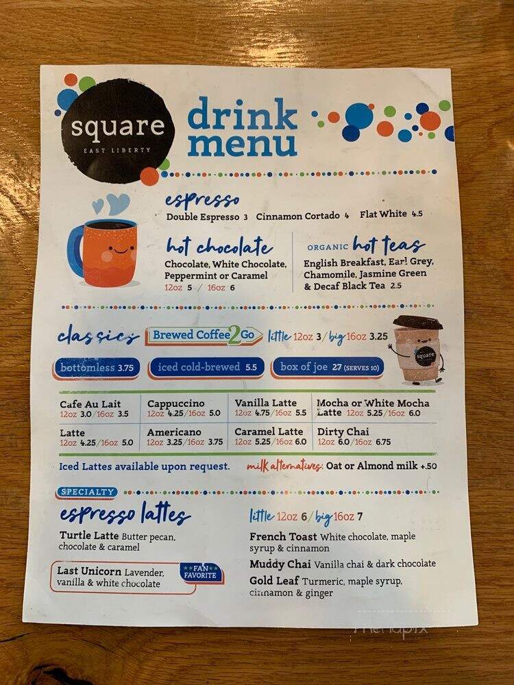 Square Cafe - Pittsburgh, PA menu_pic