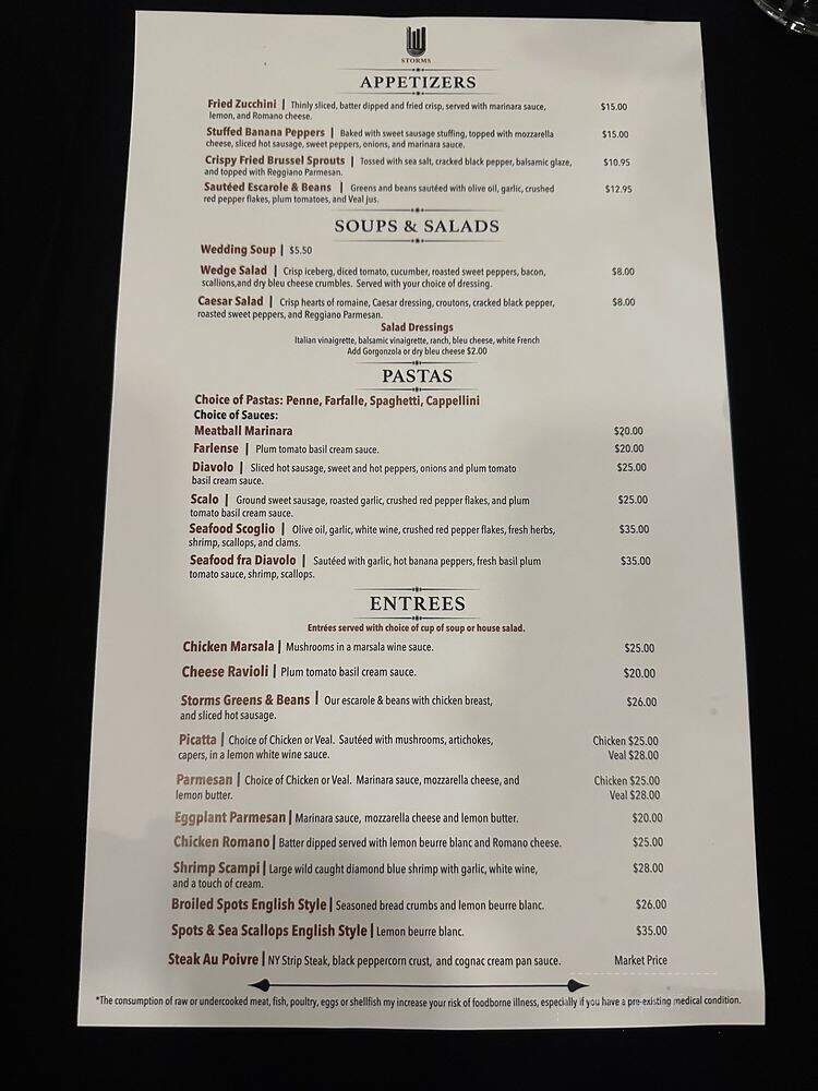Storms Restaurant - Pittsburgh, PA menu_pic