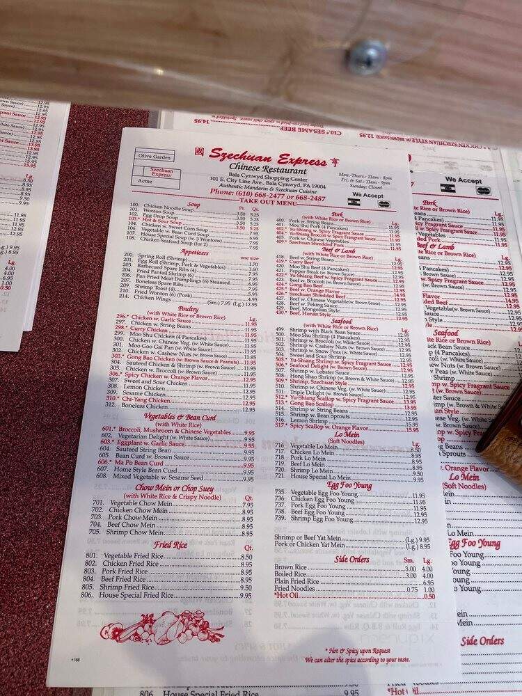 Szechuan Express - Bala Cynwyd, PA menu_pic
