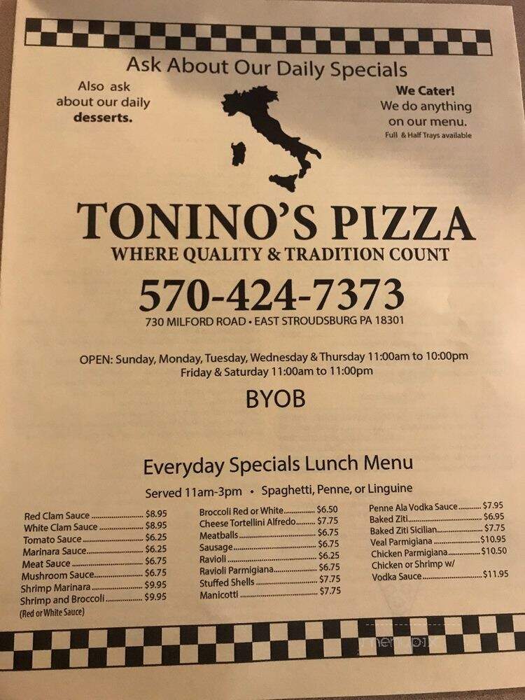 Tonino's Pizza - East Stroudsburg, PA