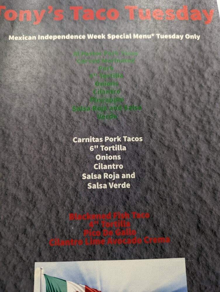 Tony's Pizza City - Glenside, PA menu_pic