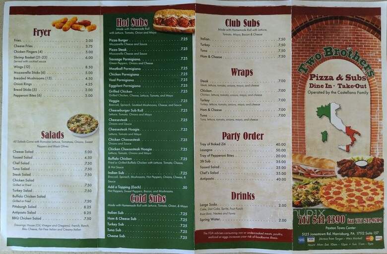 Two Brothers Pizza - Harrisburg, PA menu_pic