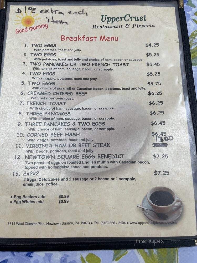 Upper Crust Pizzeria Shoppe - Newtown Square, PA menu_pic