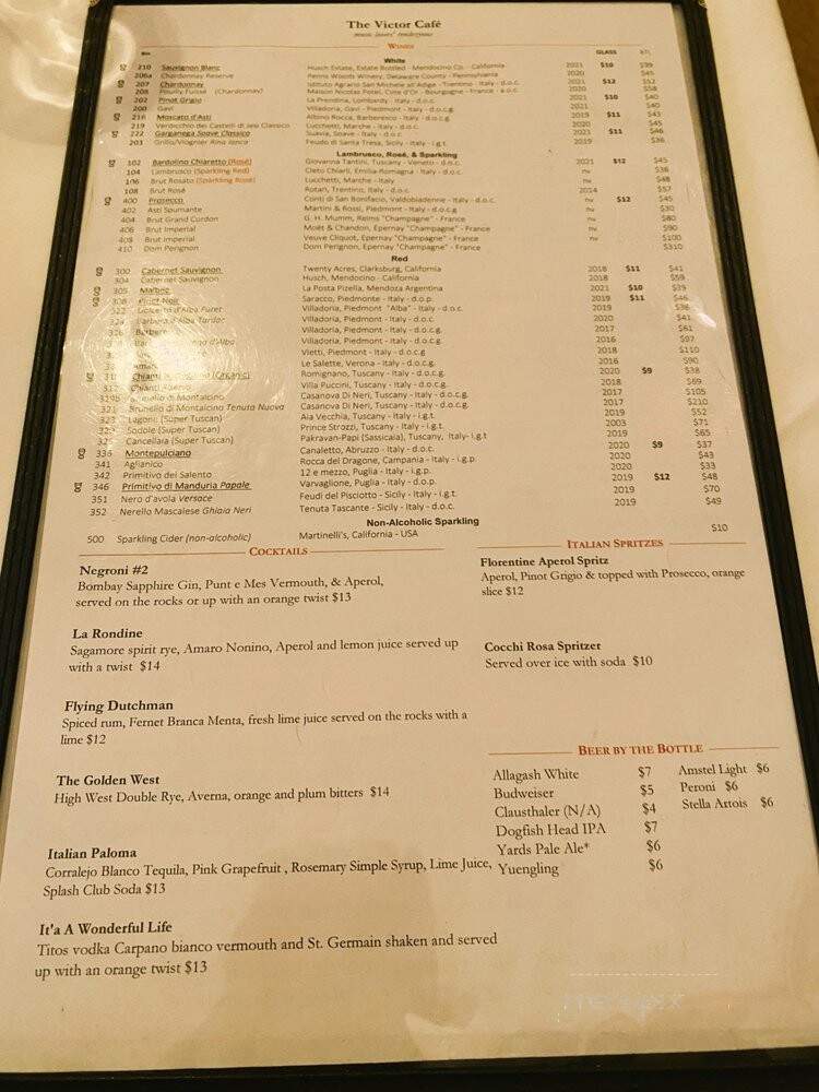 Victor Cafe - Philadelphia, PA menu_pic