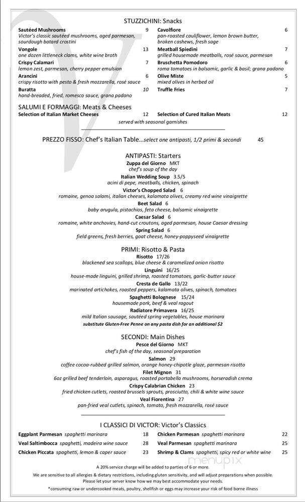 Victor's Italian Restaurant - York, PA menu_pic