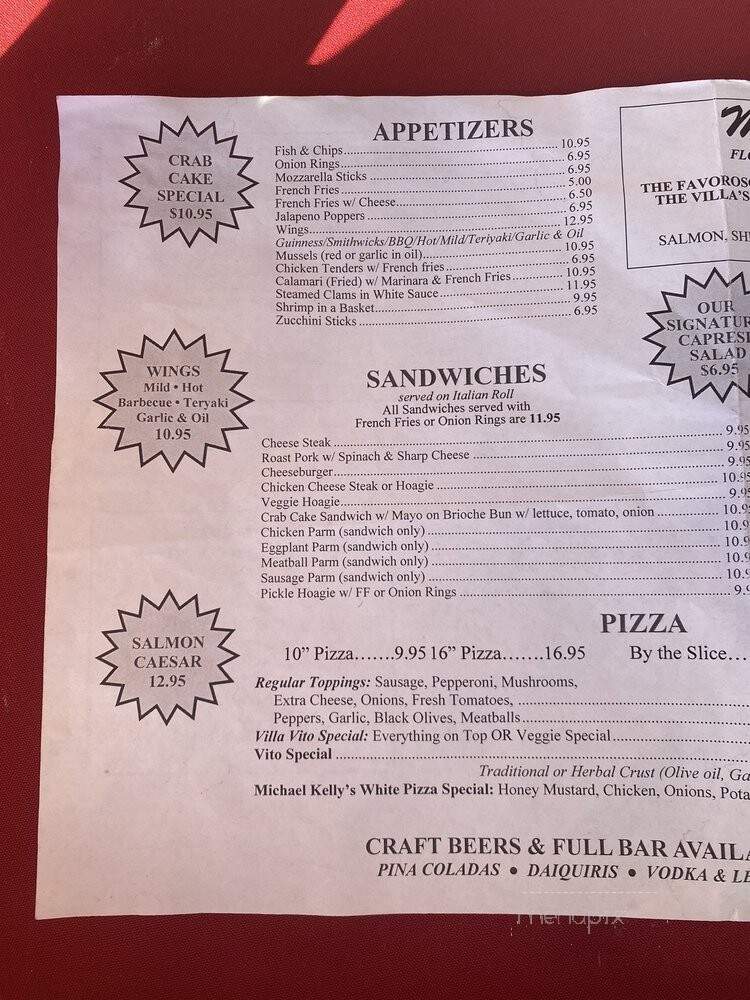 Villa Vito - New Hope, PA menu_pic