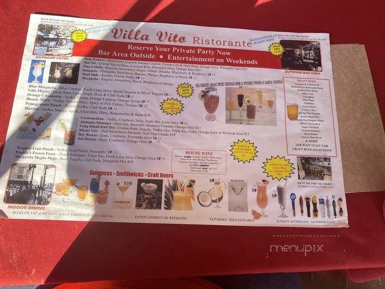 Villa Vito - New Hope, PA menu_pic