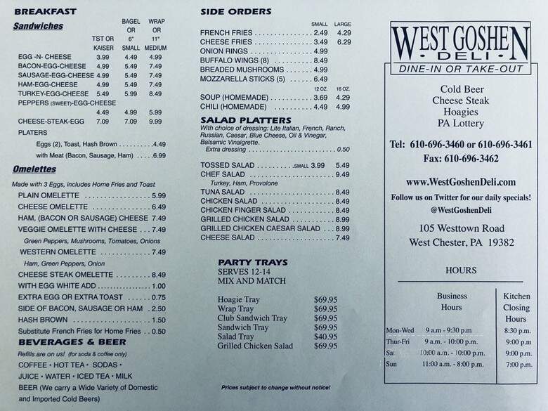 West Goshen Deli & Restaurant - West Chester, PA menu_pic