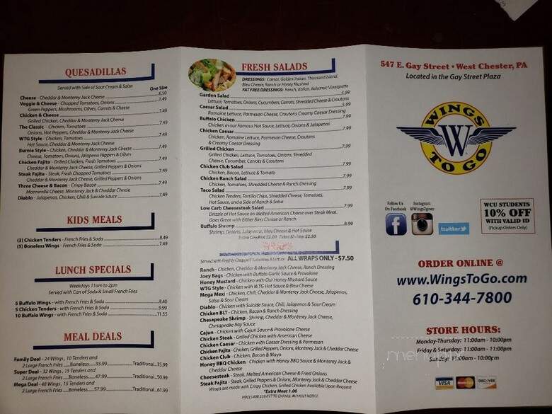 Wings To Go - West Chester, PA menu_pic