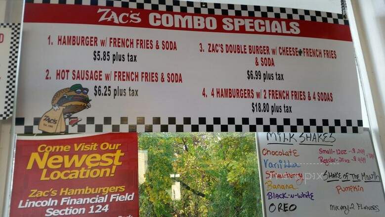 Zac's Burgers - Crum Lynne, PA menu_pic