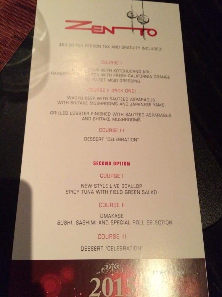 Zento - Philadelphia, PA menu_pic