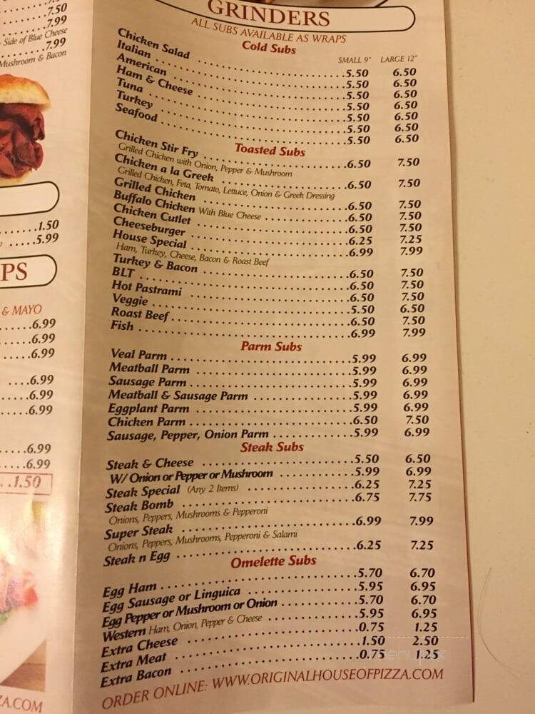 Original House Of Pizza - Woonsocket, RI menu_pic
