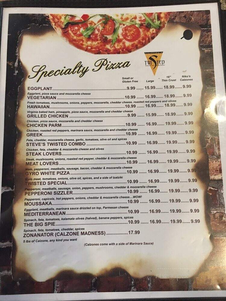Filippou's Steven Twisted Pzz - East Greenwich, RI menu_pic