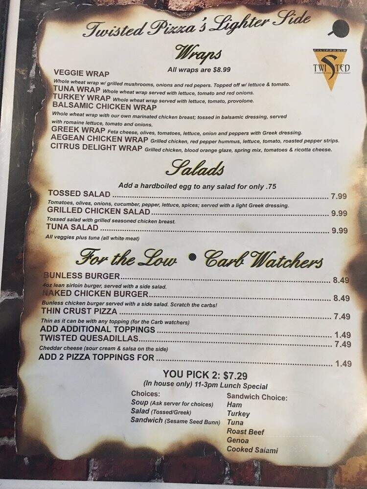 Filippou's Steven Twisted Pzz - East Greenwich, RI menu_pic
