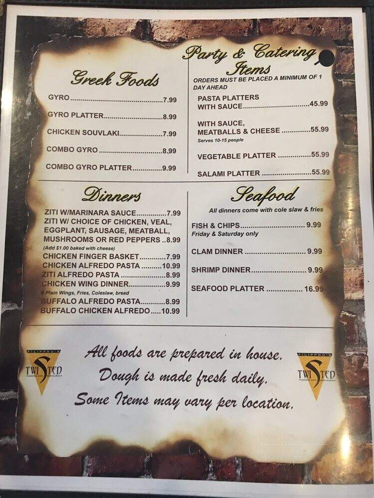 Filippou's Steven Twisted Pzz - East Greenwich, RI menu_pic