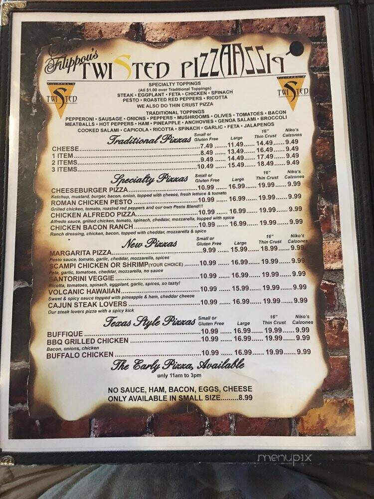 Filippou's Steven Twisted Pzz - East Greenwich, RI menu_pic
