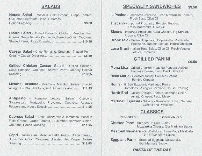 Martinelli's Panini Bistro - Warwick, RI menu_pic