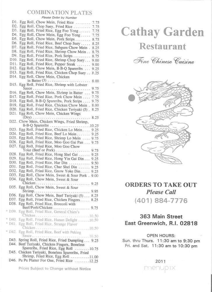 Cathay Garden - East Greenwich, RI menu_pic