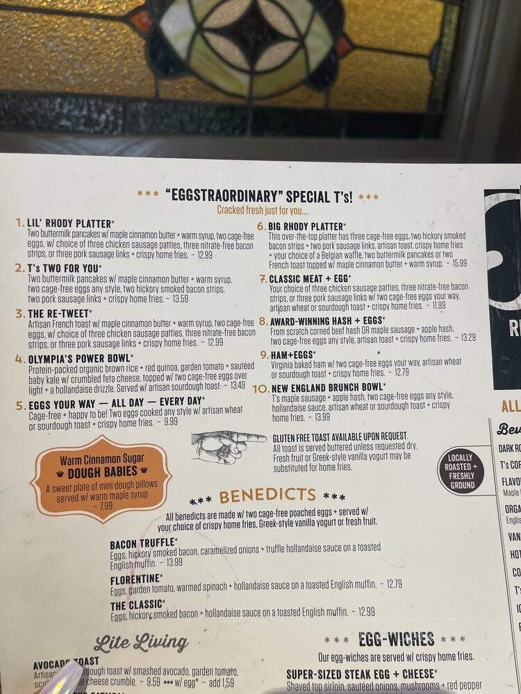 T's Restaurant - Cranston, RI menu_pic