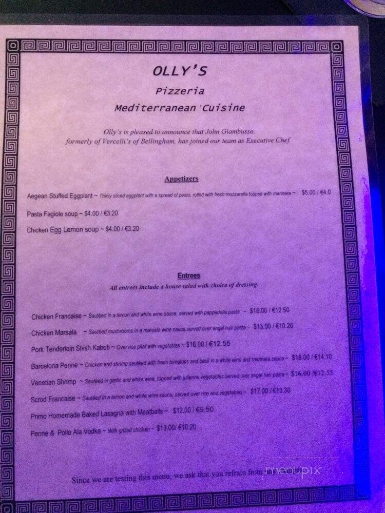 Olly's Pizzeria - Woonsocket, RI menu_pic