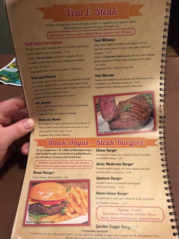 Spumoni's - Pawtucket, RI menu_pic
