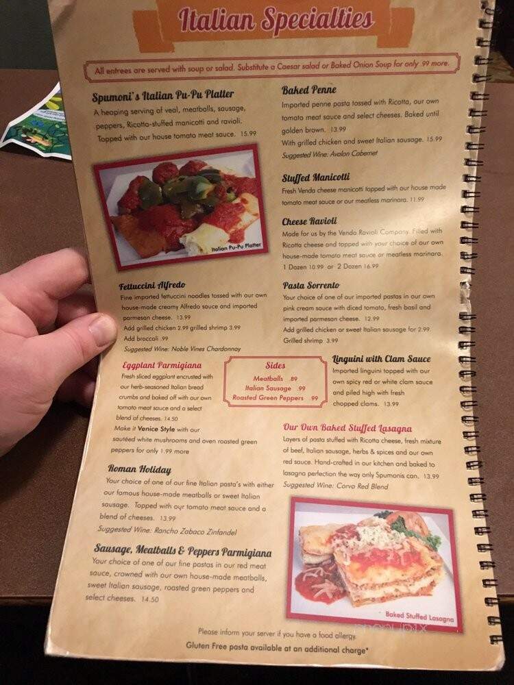 Spumoni's - Pawtucket, RI menu_pic