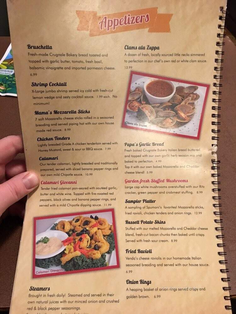Spumoni's - Pawtucket, RI menu_pic