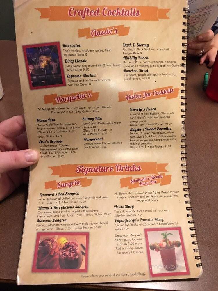 Spumoni's - Pawtucket, RI menu_pic