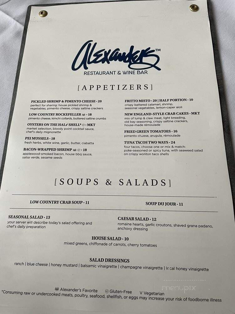 Arthur's Restaurant - Hilton Head Island, SC menu_pic