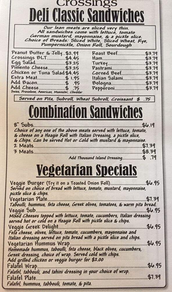 Crossings Deli - Columbia, SC menu_pic