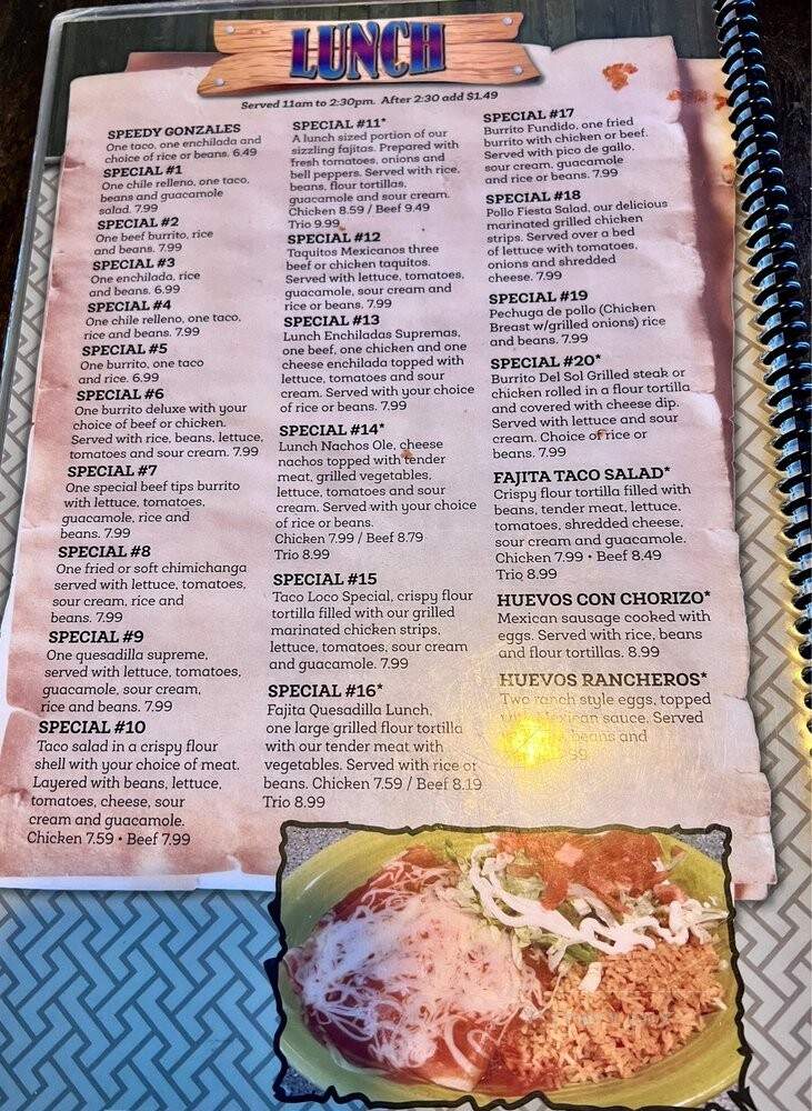 Del Sol Mexican Restaurant - Dillon, SC menu_pic