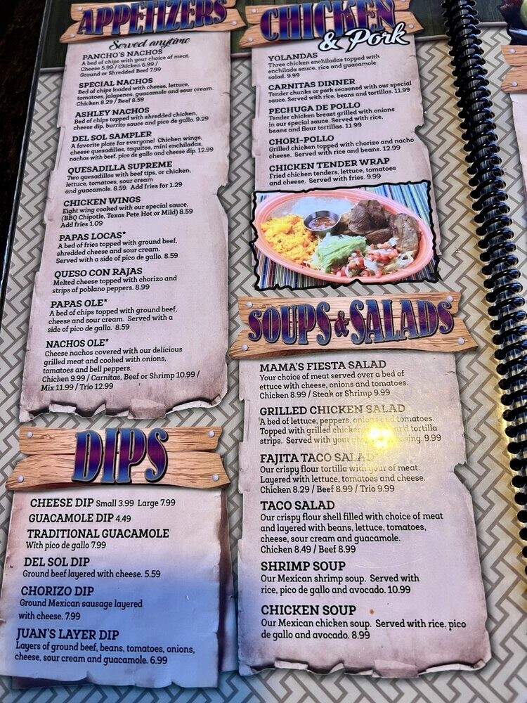 Del Sol Mexican Restaurant - Dillon, SC menu_pic