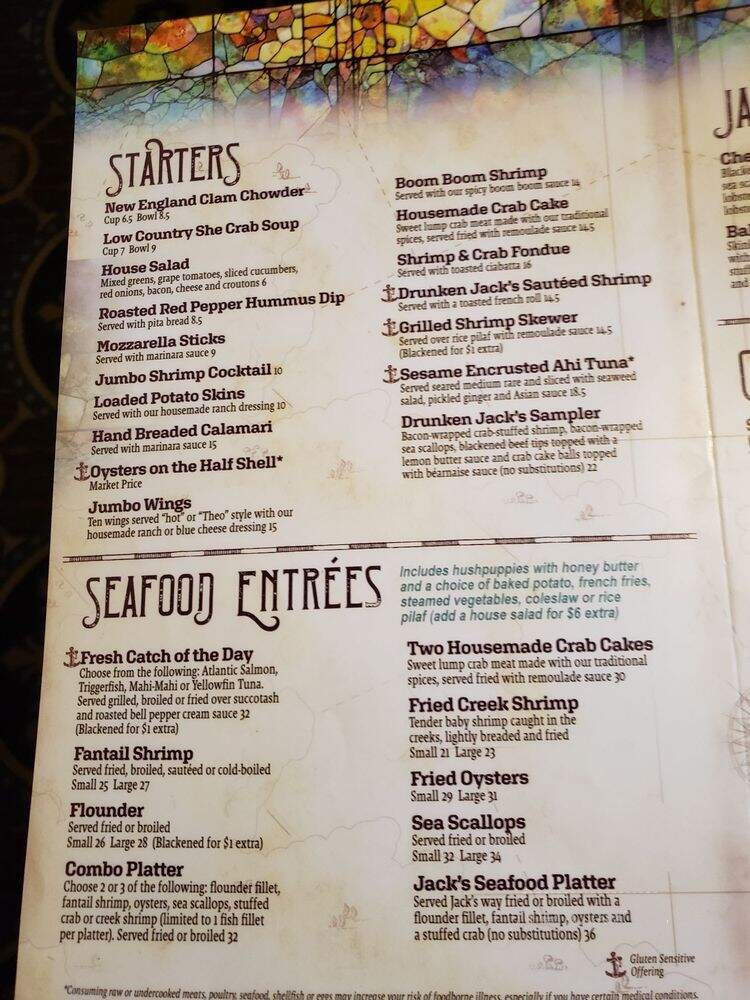 Drunken Jack's Restaurant - Murrells Inlet, SC menu_pic