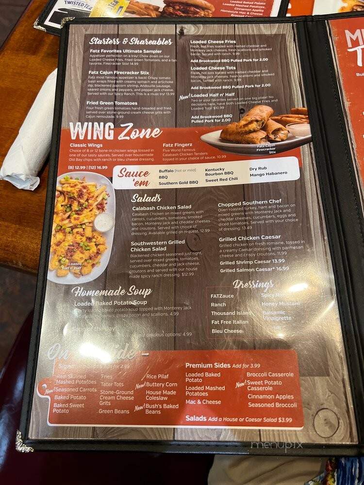 FATZ Cafe - Gaffney, SC menu_pic
