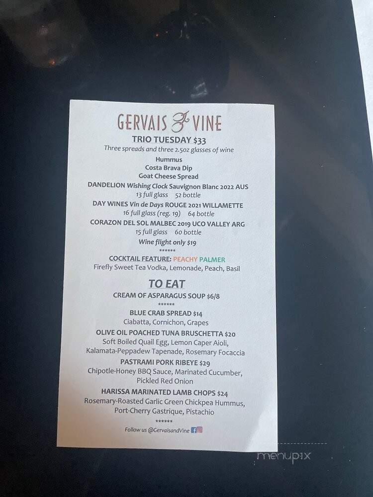 Gervais & Vine - Columbia, SC menu_pic
