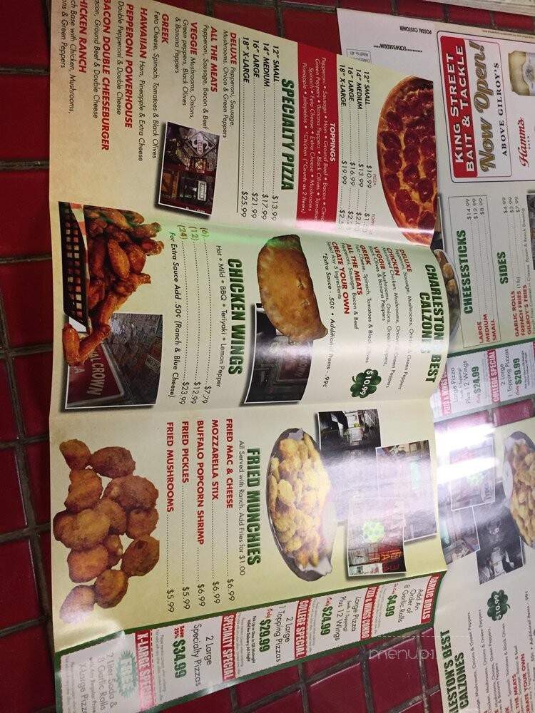 Gilroy's Pizza Pub - Charleston, SC menu_pic
