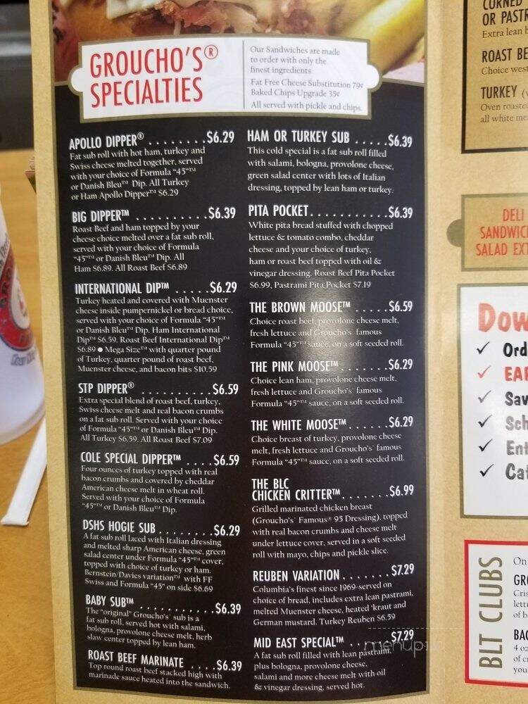 Groucho's Deli - Florence, SC menu_pic