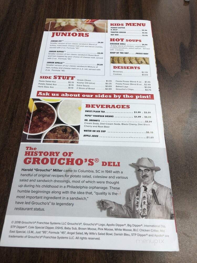 Groucho's Original Deli - Irmo, SC menu_pic