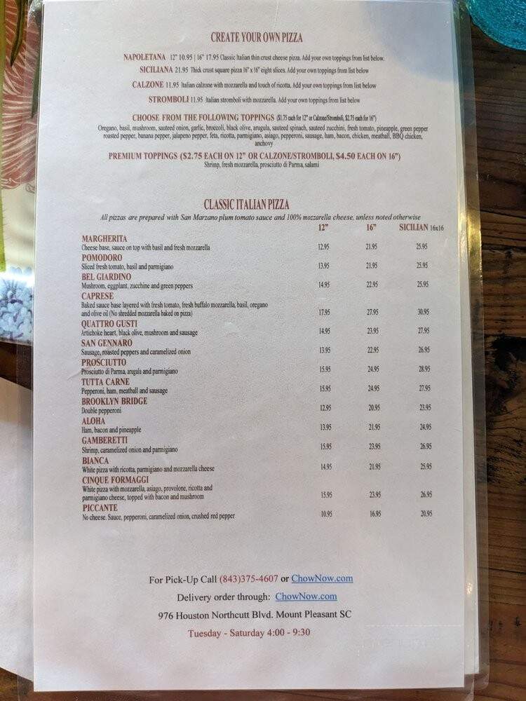La Pizzeria At Northcut Mall - Mount Pleasant, SC menu_pic