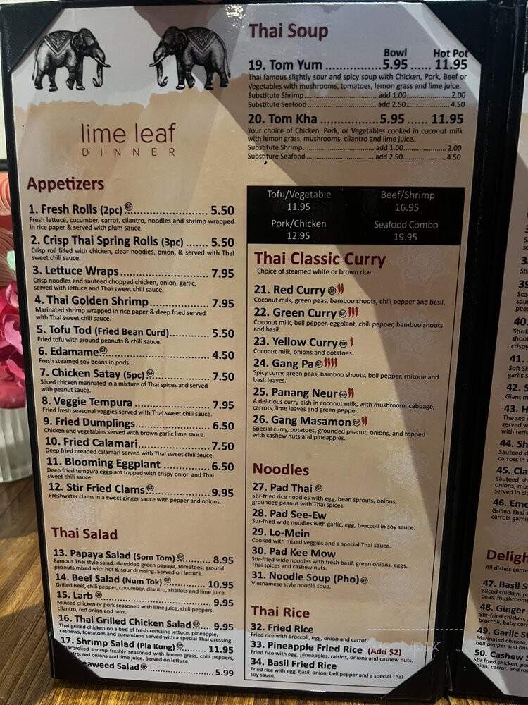 Lime Leaf - Spartanburg, SC menu_pic