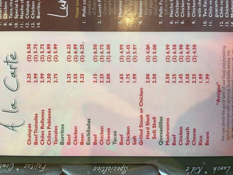 Maria's Tinda Y Taqueri - Aiken, SC menu_pic