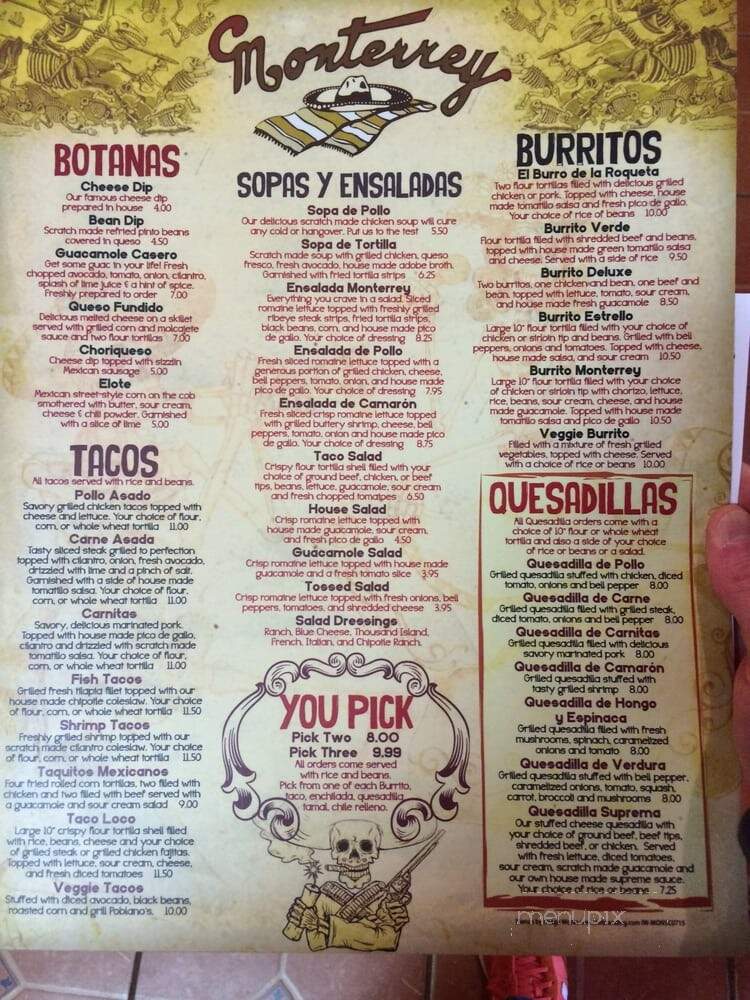 Monterrey Mexican Restaurant - Clemson, SC menu_pic