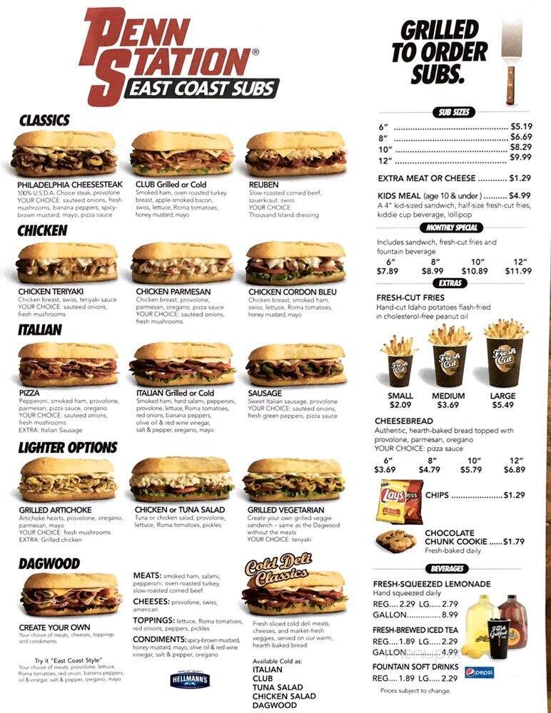 Penn Station East Coast Subs - Rock Hill, SC menu_pic