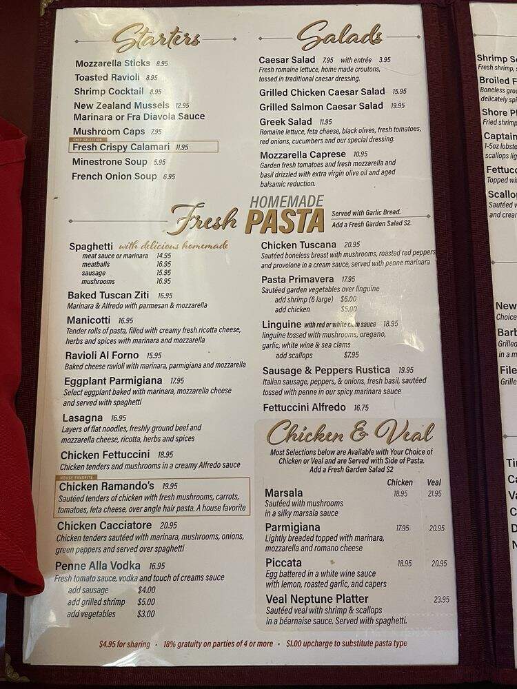 Ramando's Italian Restaurant - Myrtle Beach, SC menu_pic