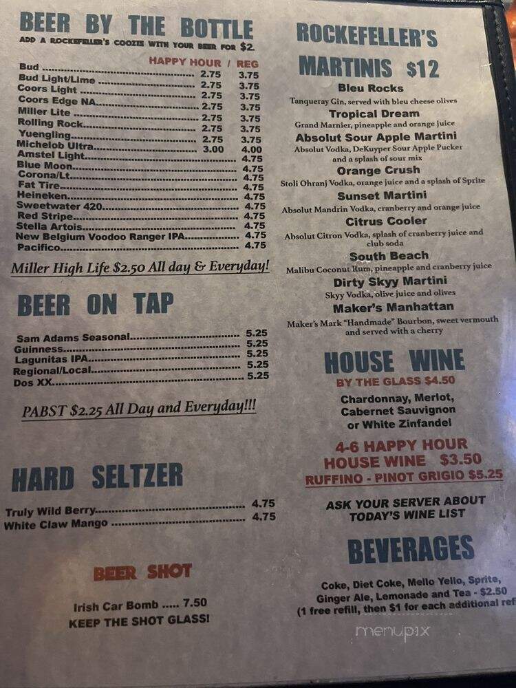 Rockefellers Raw Bar - North Myrtle Beach, SC menu_pic