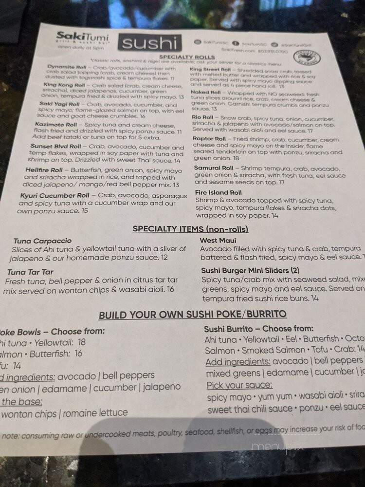 Saki Tumi - Columbia, SC menu_pic