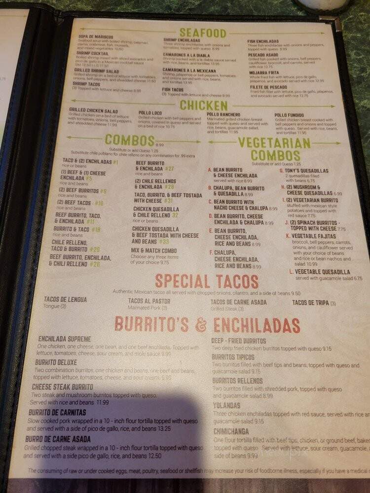 San Jose Restaurante Mexicano - Columbia, SC menu_pic