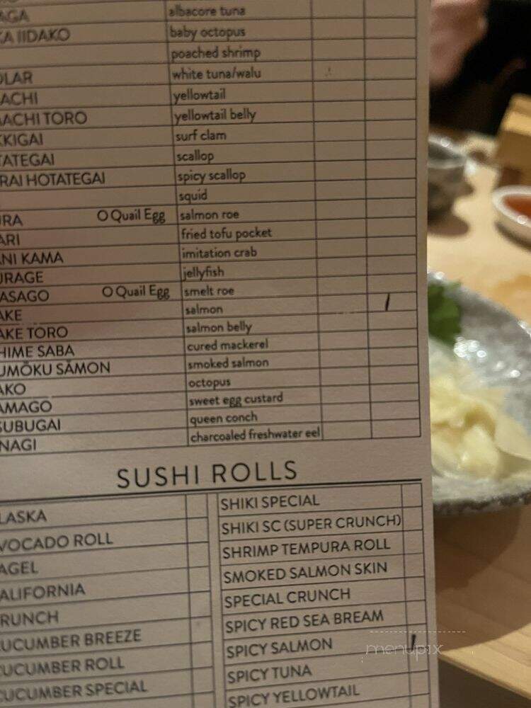 Shi Ki - Charleston, SC menu_pic