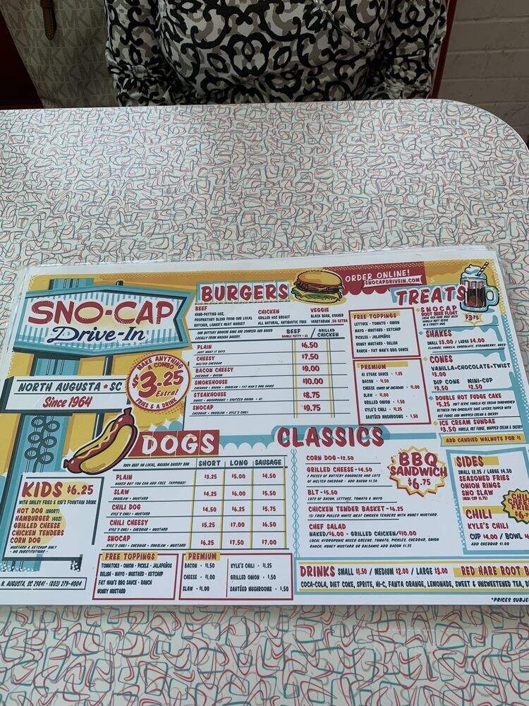 Sno-Cap Drive In - North Augusta, SC menu_pic